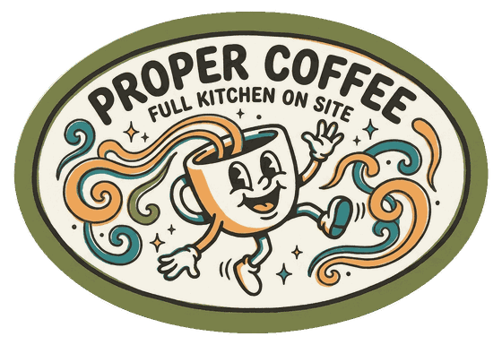 Proper coffee, full kitchen on site